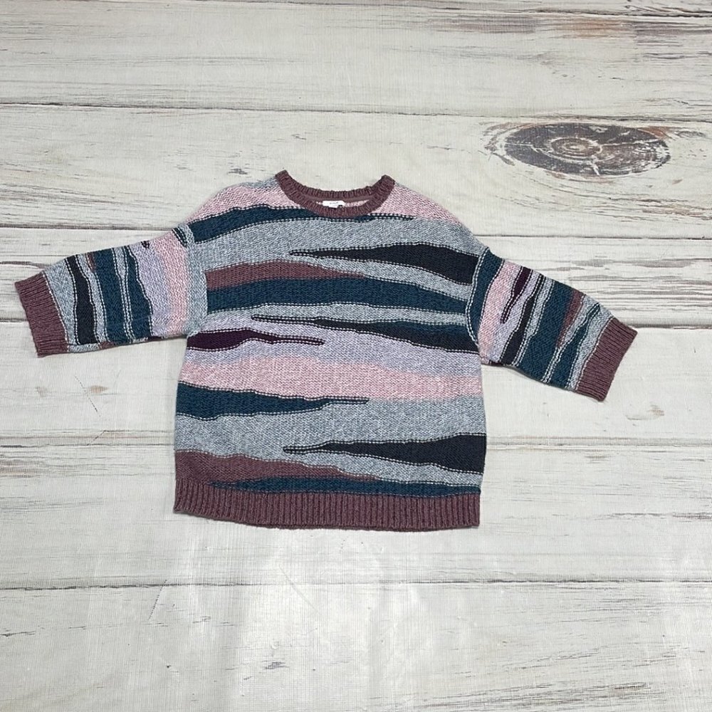J. Jill Pure Jill Sweater Crew Neck Chunky Knit Pink Teal Size Medium M - Picture 10 of 13